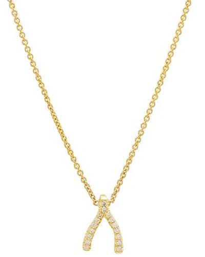 Jennifer Meyer Diamond Mini Wishbone Necklace 18k Yellow Gold - Metallic