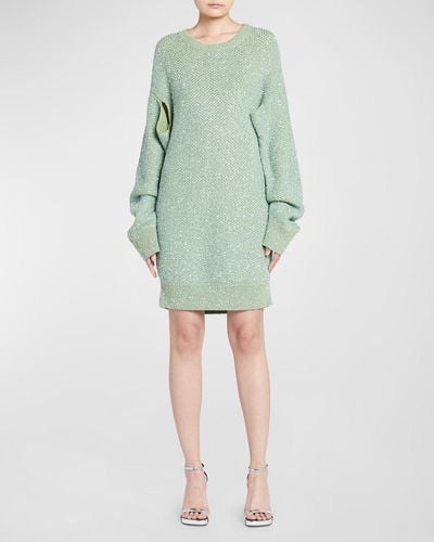 Stella McCartney Paillette Rib Mini Sweater Dress - Green