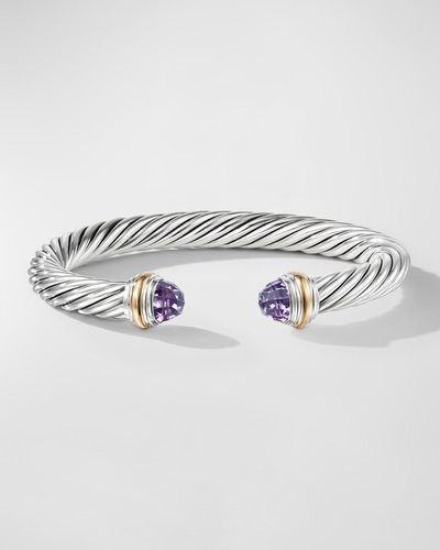 David Yurman Cable Bracelet With Gemstone And 14k Gold In Silver, 7mm - Metallic