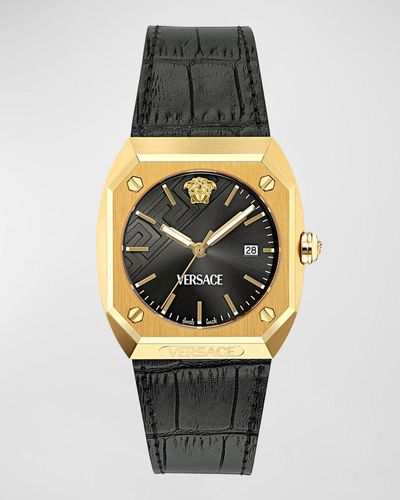 Versace Antares Ip Leather-Strap Watch, 44X41.5Mm - Metallic