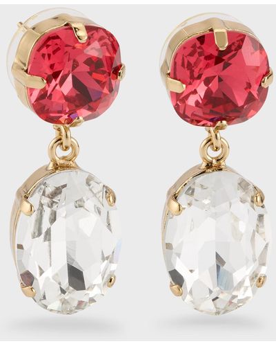 Rebekah Price Olivia Round And Oval Crystal Drop Earrings - Red