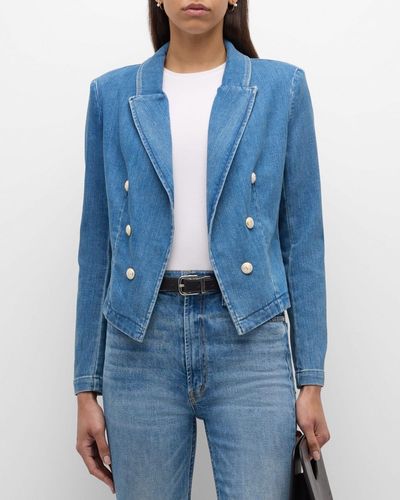 L'Agence Wayne Cropped Double-Breasted Jacket - Blue