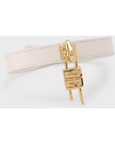 Givenchy Mini Golden Lock Leather Bracelet - White