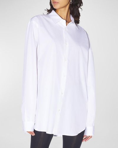 Jean Paul Gaultier Cage Corset Trompe Loeil Print Collared Popeline Shirt - White