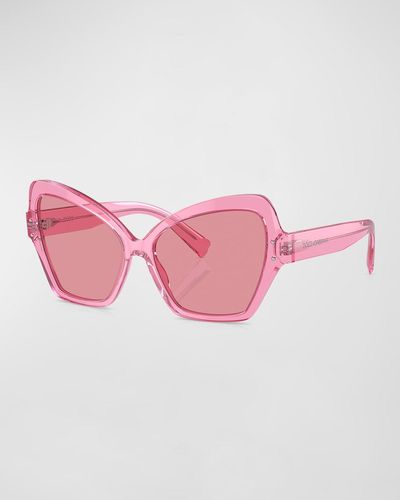 Dolce & Gabbana Sharp Acetate & Plastic Butterfly Sunglasses - Pink