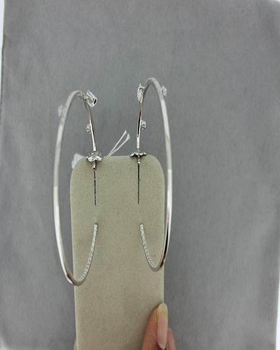 Staurino 18K Spaghetti Diamond Hoop Earrings, 1.92 Cts - Gray