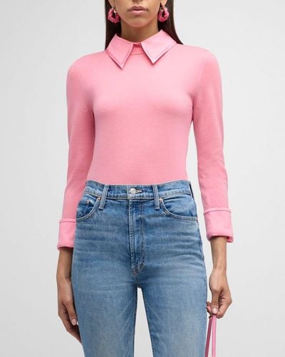 Alice + Olivia Porla Collared Sweater - Pink
