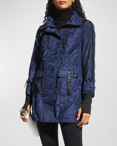 BLANC NOIR Camo-print Hooded Anorak Jacket - Blue