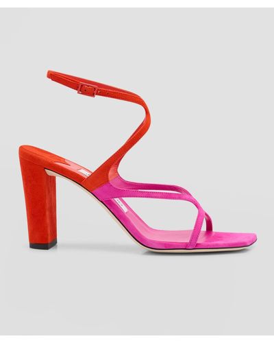 Jimmy Choo Azie Bicolor Suede Ankle-Strap Sandals - Pink