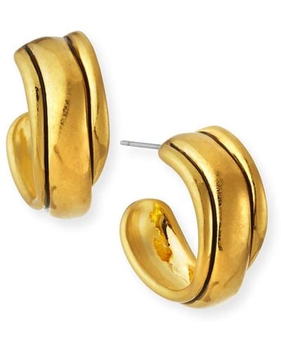 Sequin Double-Edge Hugging Hoop Earrings - Metallic
