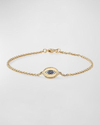 David Yurman Evil Eye Charm Bracelet With Sapphires And Diamonds, Adjustable - White