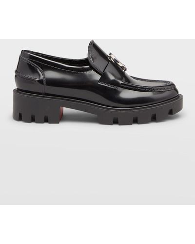 Christian Louboutin Patent Medallion Sole Loafers - Black