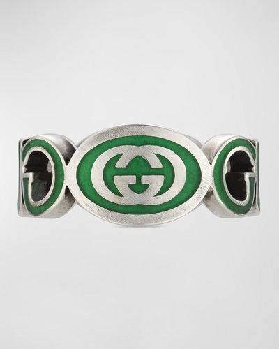 Gucci Interlocking Enamel Ring - Green