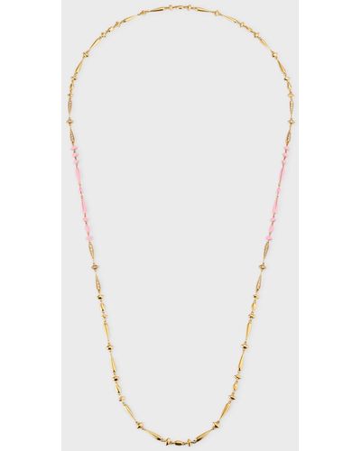 Etho Maria 18k Yellow Gold Necklace With Brown Diamonds And Pink Ceramic - White