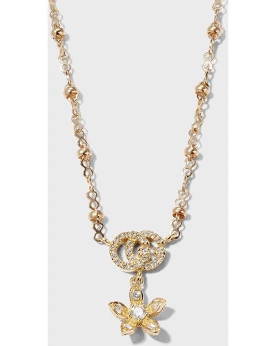 Gucci Flora 18k Yellow Gold & Diamond Necklace - White