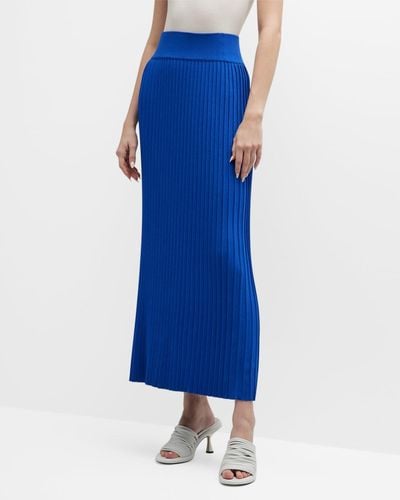 Misook Ribbed Soft-Knit Maxi Skirt - Blue