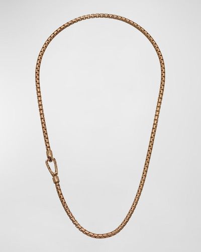 Marco Dal Maso Carved Tubular Rose Gold Plated Silver Necklace With Matte Chain And Polished Clasp, 24"l - Metallic