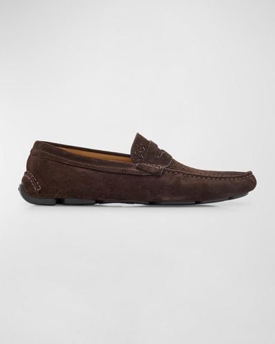 Giorgio Armani Suede Perforated Driving Shoes - Brown