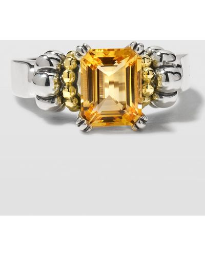 Lagos Glacier 9X7Mm Gemstone Two-Tone Ring - Metallic