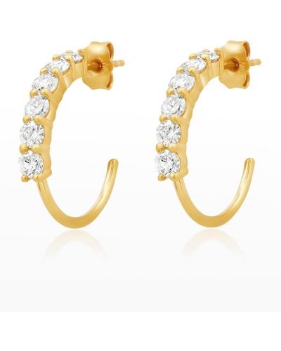 Jennifer Meyer Yellow Gold Small 4-prong Diamond Hoop Earrings - Metallic
