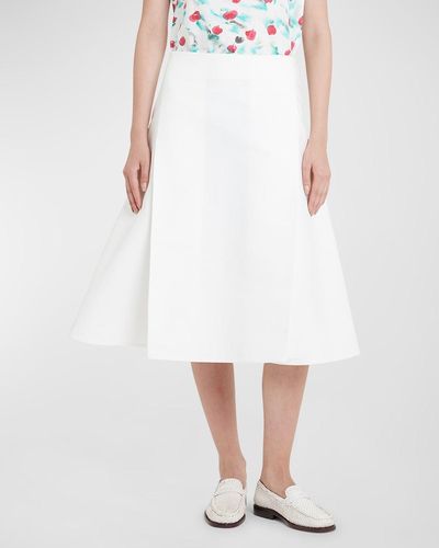 Marni Flared Midi Skirt With Double Pleating - White