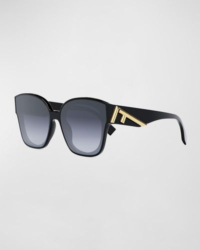 Fendi Oversized F Logo Acetate Cat-eye Sunglasses - Blue