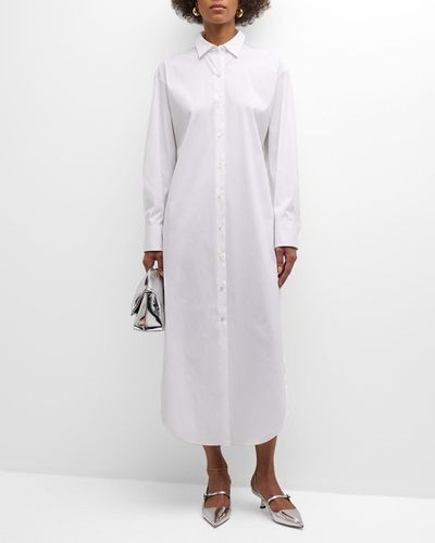 Theory Relaxed Cotton Button-Front Maxi Shirtdress - White
