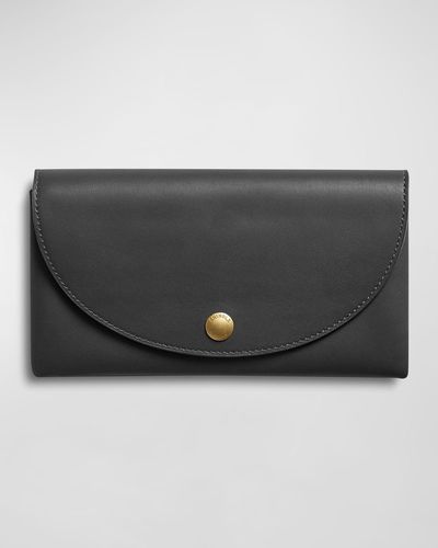Shinola Birdy Large Envelope Flap Wallet - Black