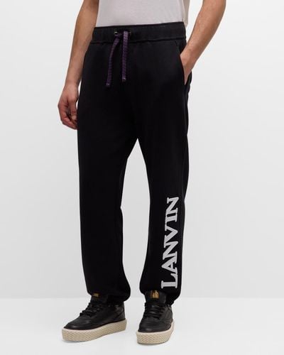 Lanvin Logo Embroidered Cotton Sweatpants - Black