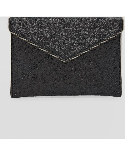 Rebecca Minkoff Leo Glitter Envelope Clutch Bag - Black