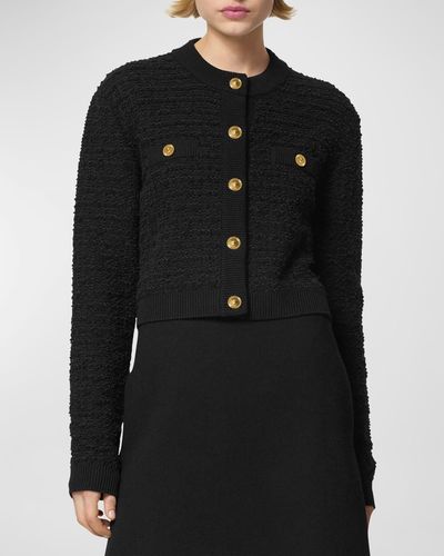 Versace Tweed Knit Cardigan - Black