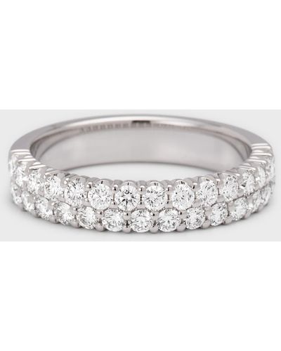 Neiman Marcus Two-row Diamond Eternity Band Ring In 18k White Gold, 0.90 Tdcw, Size 6.75 - Gray