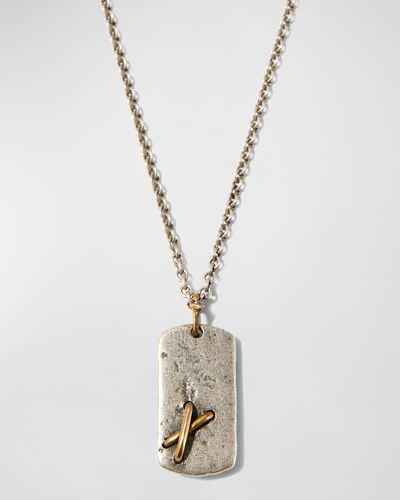 John Varvatos Wrap Dog Tag Pendant Necklace, 24"L - Metallic