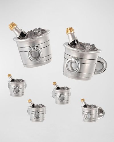 Jan Leslie Champagne Bucket Cufflink Stud Set - Gray