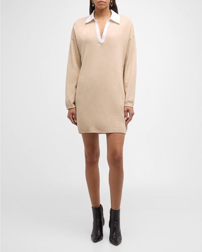 NAADAM Hybrid Cashmere & Cotton Mini Sweater Dress - Natural