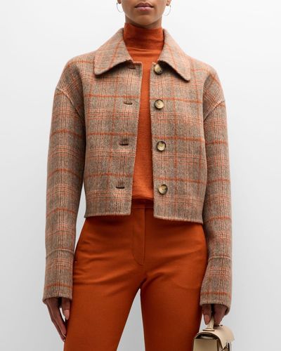 JOSEPH Gerrard Plaid Wool Coat - Brown