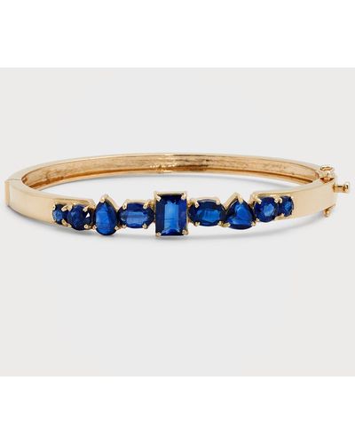 Siena Jewelry 14k Yellow Gold Irregular Kyanite Bangle Bracelet - Blue