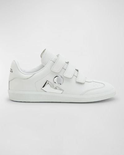 Isabel Marant Beth Leather Triple-Grip Tennis Sneakers - White