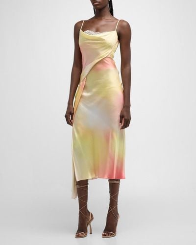Jason Wu Printed Silk Draped Charmeuse Slip Dress - Multicolor