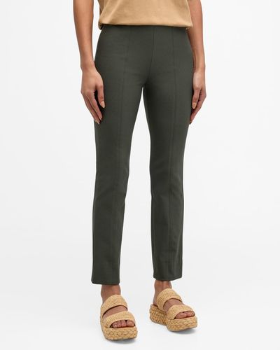 Vince High-Waist Stitched-Front Leggings - Green