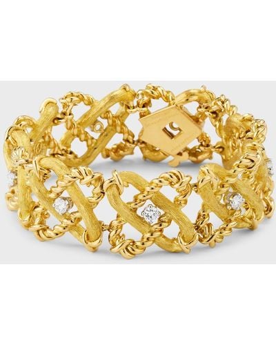NM Estate Estate Tiffany 18k Yellow Gold Alternating Diamond Twist Bracelet - Metallic