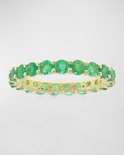 Stevie Wren 18k Yellow Gold Emerald Gemstone Eternity Band, Size 6.5 - Green