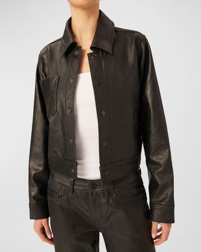 DL1961 Tilda Metallic Leather Jacket - Black