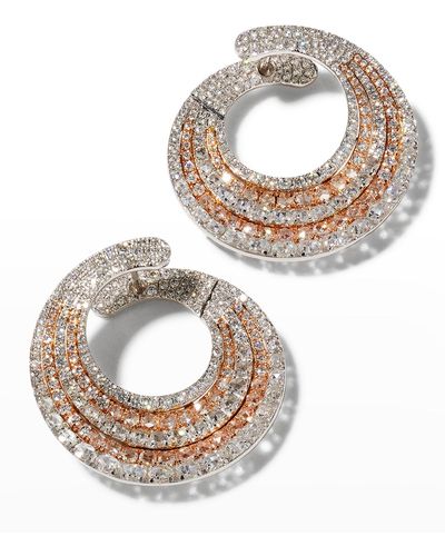64 Facets 18k White Gold And Rose Gold Front-facing Diamond Earrings - Metallic