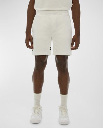 Helmut Lang Sweat Shorts With Logo Stripe - Natural