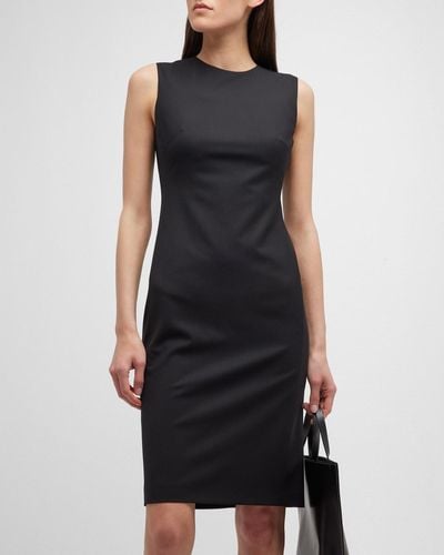 Theory Eano Sleeveless Traceable Wool Suiting Dress - Black