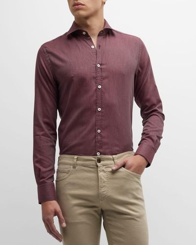 Canali Cotton Sport Shirt - Red