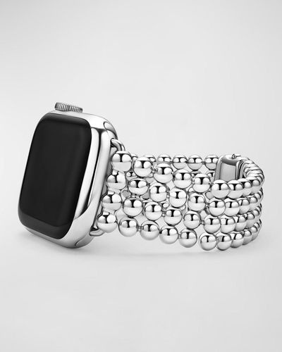 Lagos Smart Caviar 38Mm Caviar Tapered Watchband - Metallic