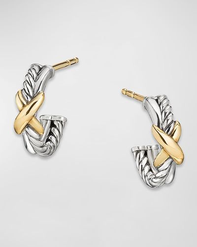 David Yurman Petite X Mini Hoop Earrings With 18K - Metallic