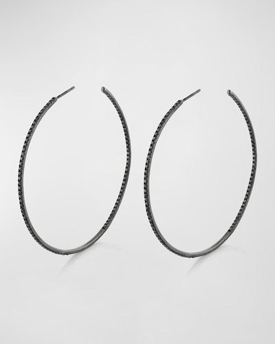 Sheryl Lowe Inside-out Black Diamond Hoop Earrings - Metallic